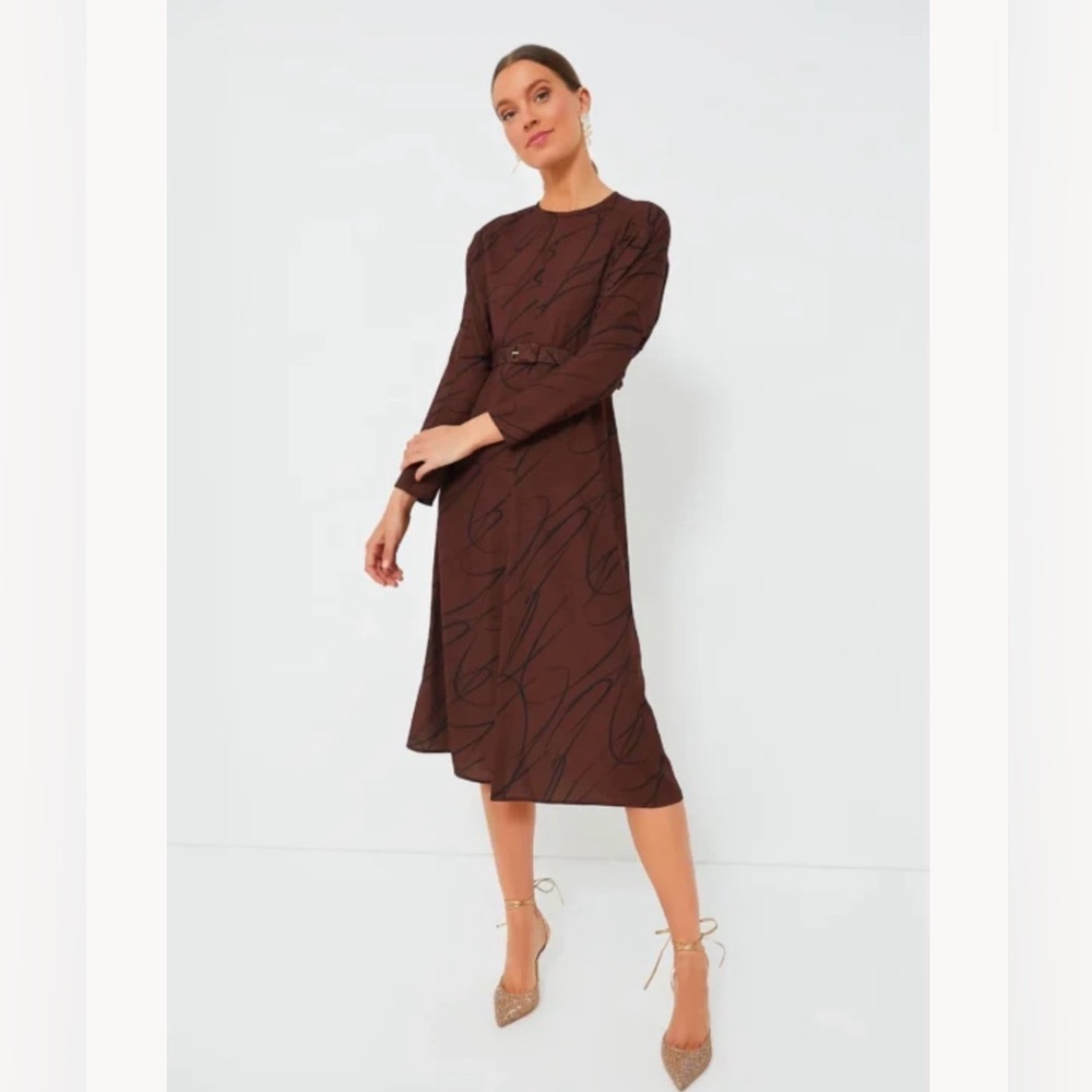 Tuckernuck Twombly Bex Dress Chocolate Brown Size Large Belted